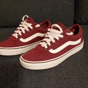 Vans Burgundy and White Low-Top Sneakers